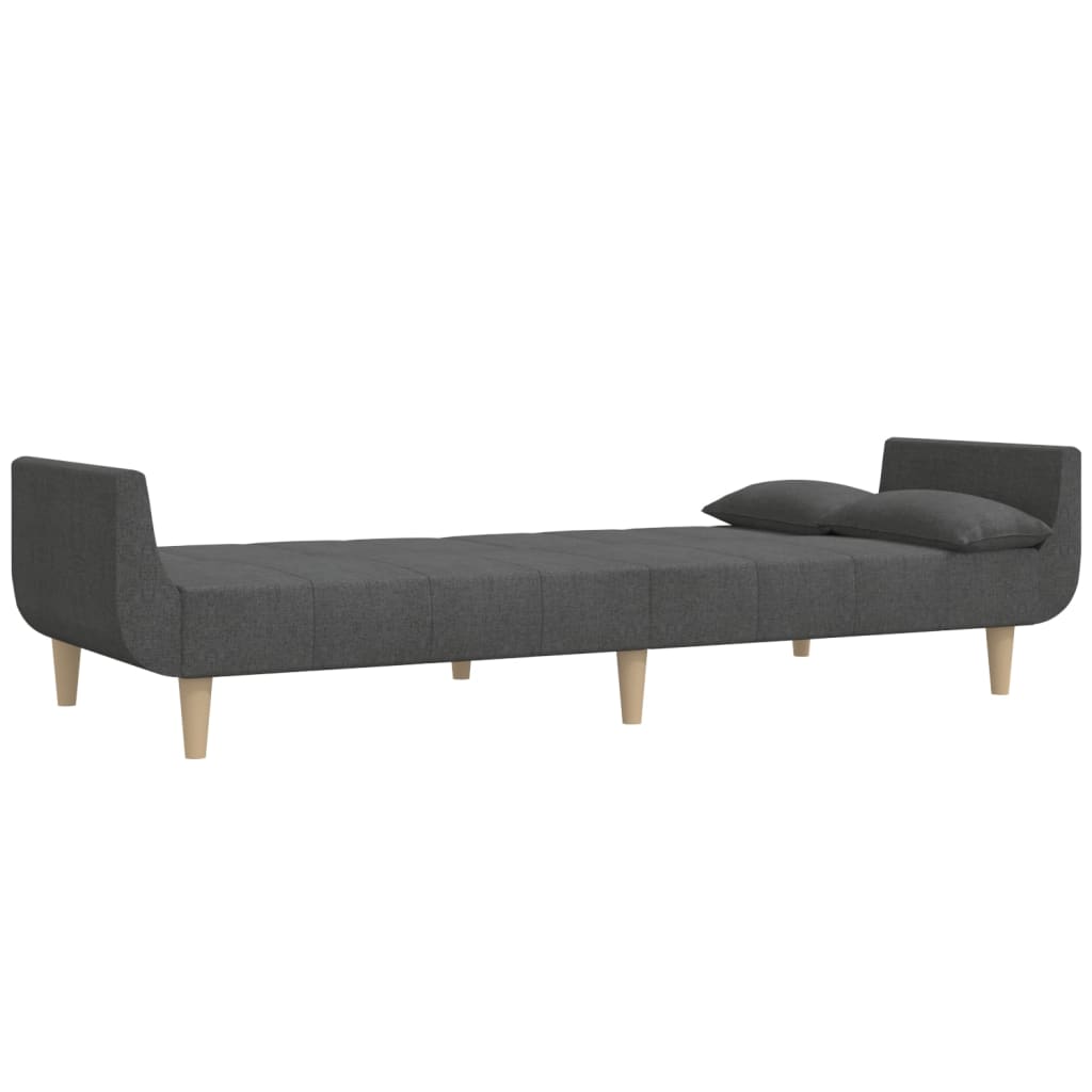 Dvivietė sofa-lova su dvejomis pagalvėmis, pilka, audinys