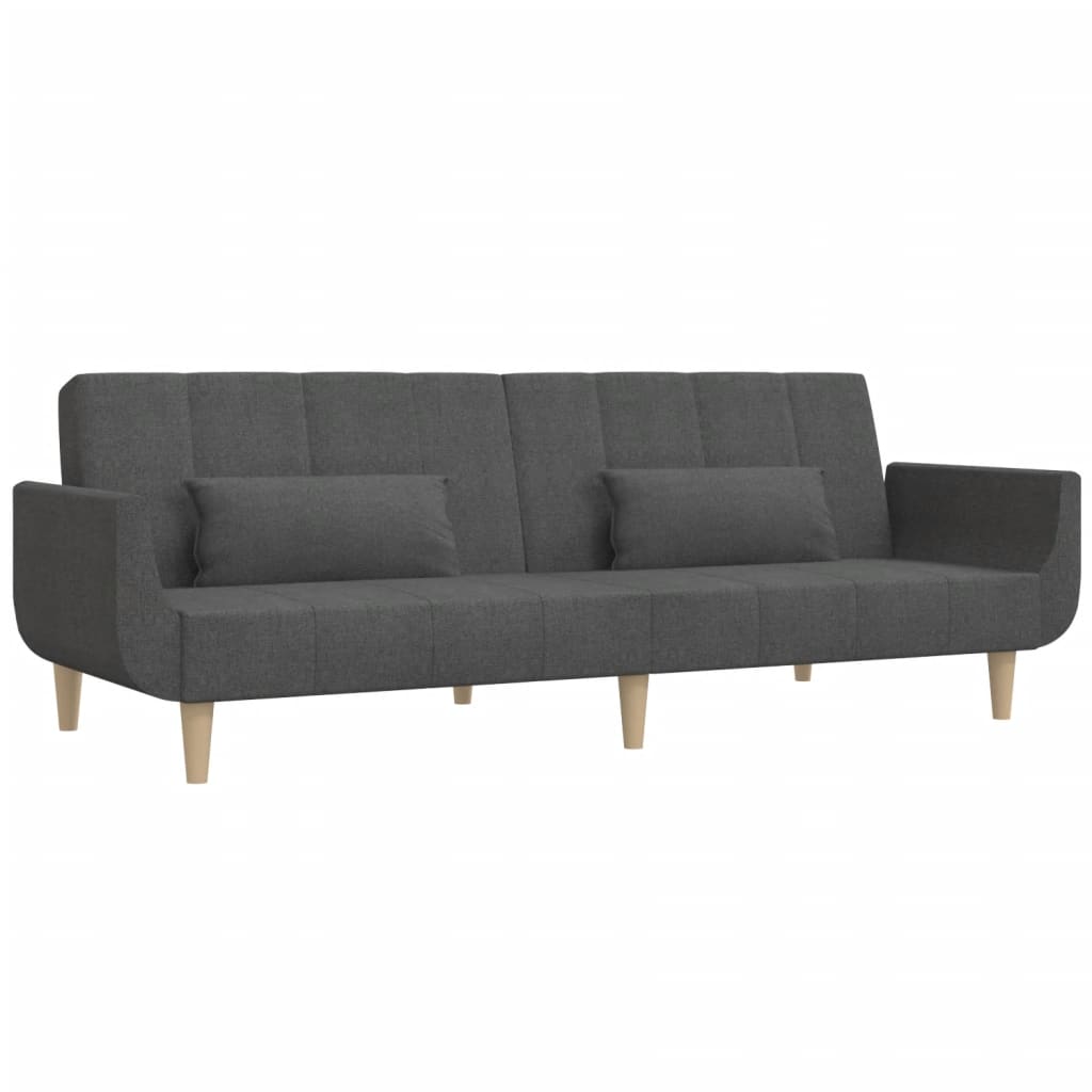 Dvivietė sofa-lova su dvejomis pagalvėmis, pilka, audinys