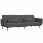 Dvivietė sofa-lova su dvejomis pagalvėmis, pilka, audinys