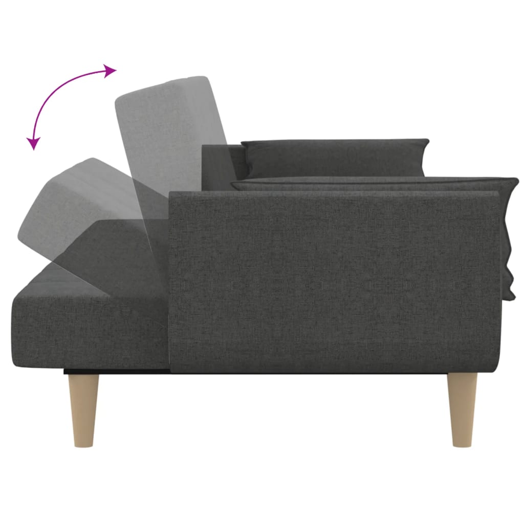 Dvivietė sofa-lova su dvejomis pagalvėmis, pilka, audinys