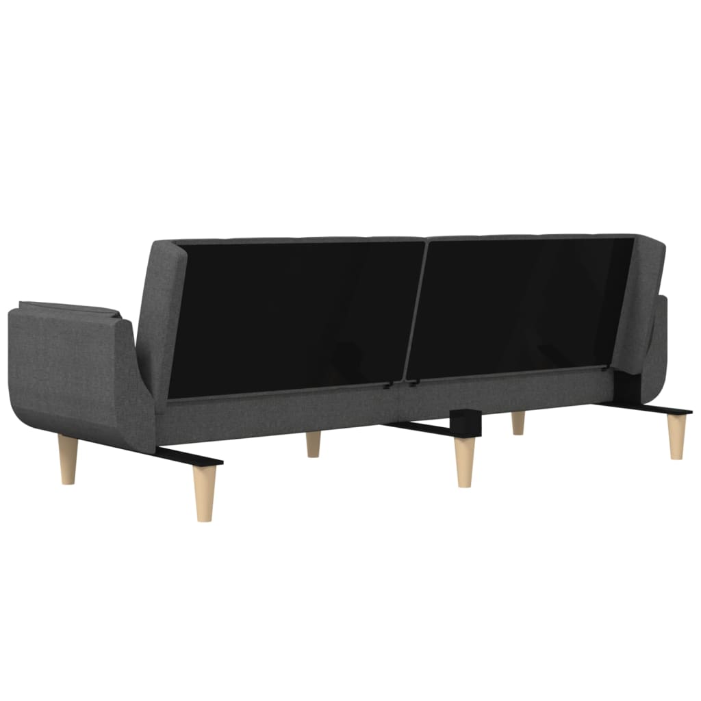 Dvivietė sofa-lova su dvejomis pagalvėmis, pilka, audinys