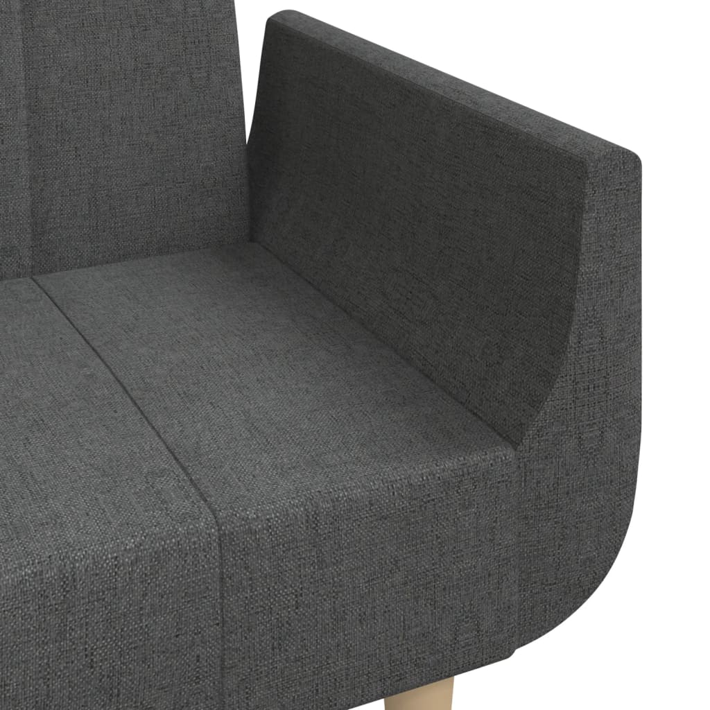 Dvivietė sofa-lova su dvejomis pagalvėmis, pilka, audinys