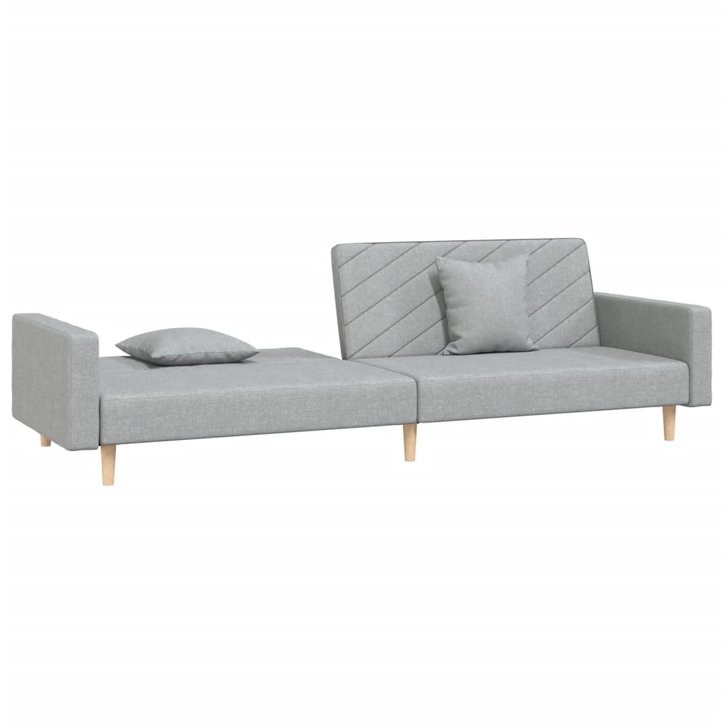 Dvivietė sofa-lova su dvejomis pagalvėmis, pilka, audinys