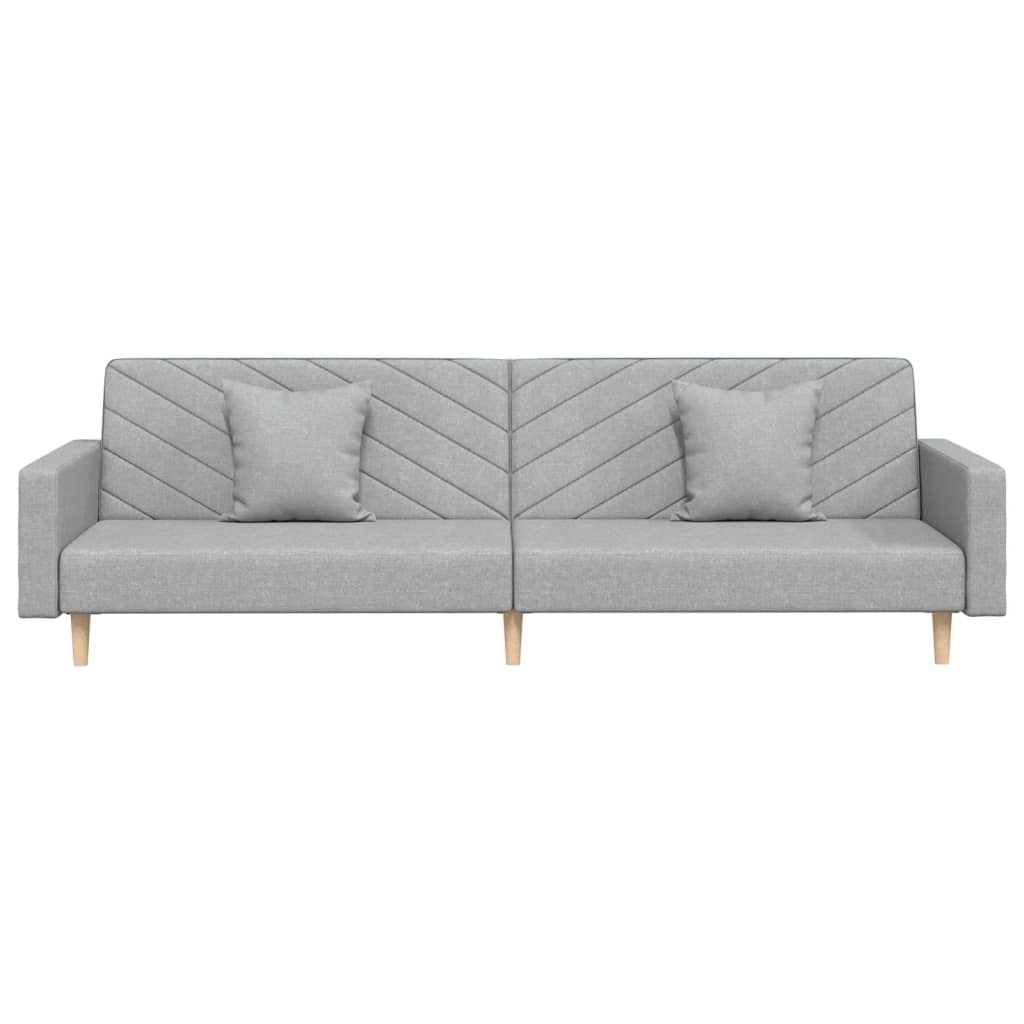 Dvivietė sofa-lova su dvejomis pagalvėmis, pilka, audinys