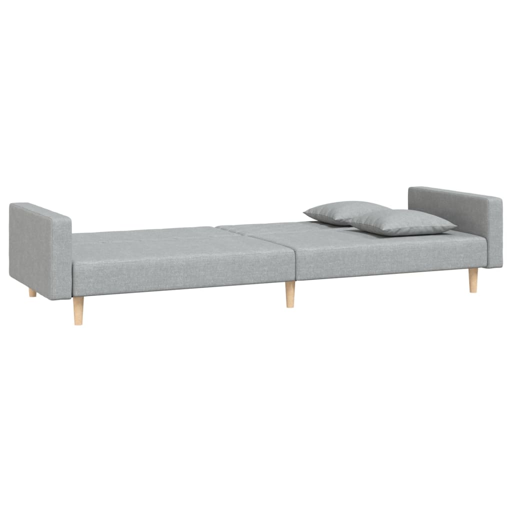 Dvivietė sofa-lova su dvejomis pagalvėmis, pilka, audinys