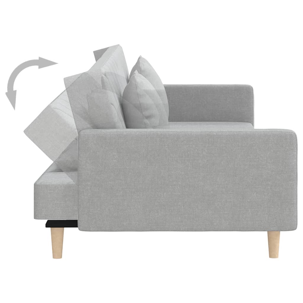 Dvivietė sofa-lova su dvejomis pagalvėmis, pilka, audinys