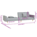 Dvivietė sofa-lova su dvejomis pagalvėmis, pilka, audinys