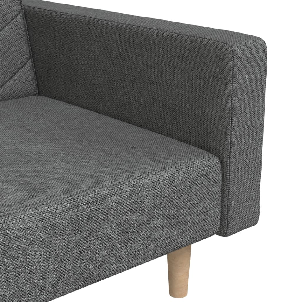Dvivietė sofa-lova su dvejomis pagalvėmis, pilka, audinys