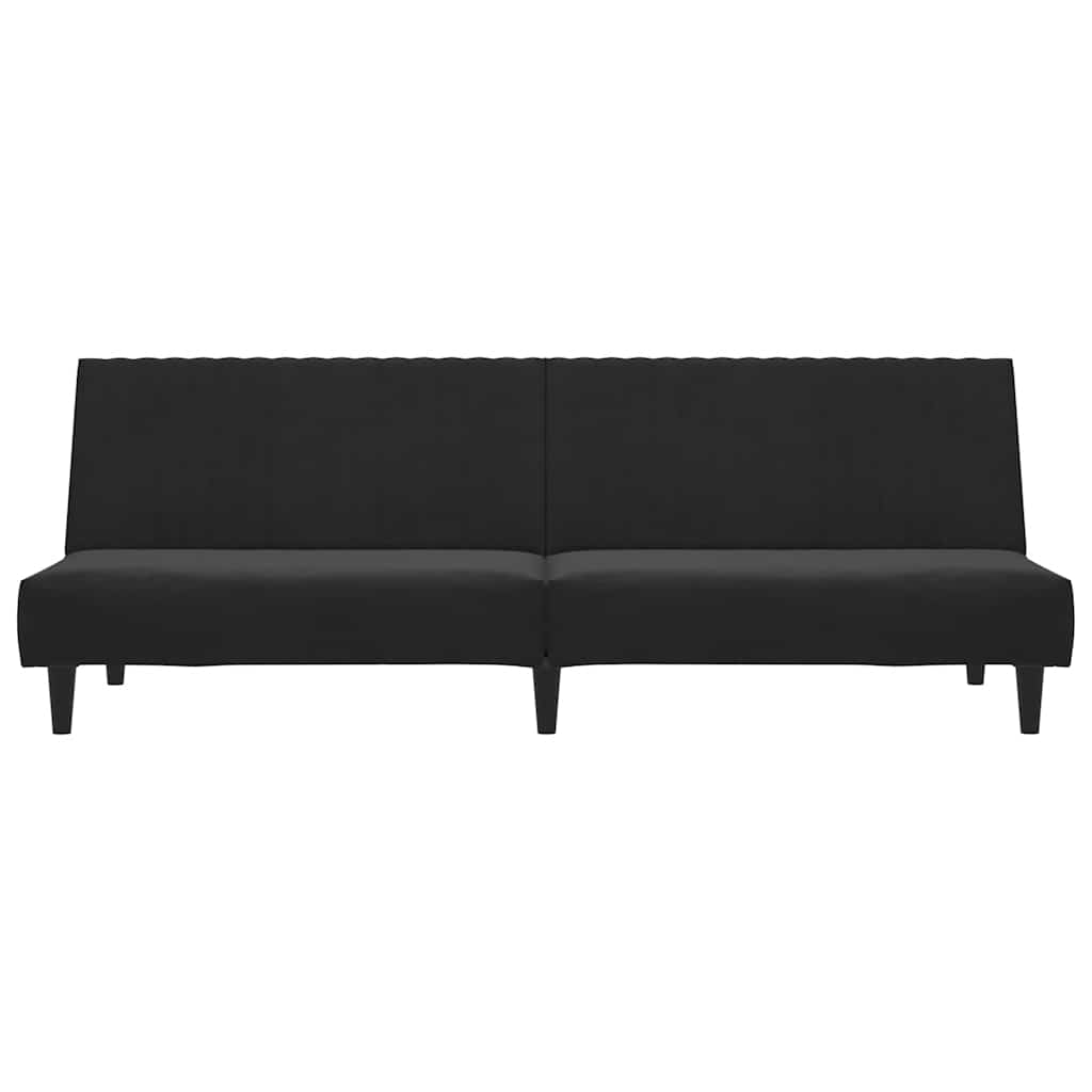 Dvivietė sofa-lova, juodos spalvos, aksomas