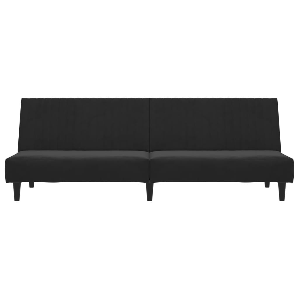 Dvivietė sofa-lova, juodos spalvos, aksomas