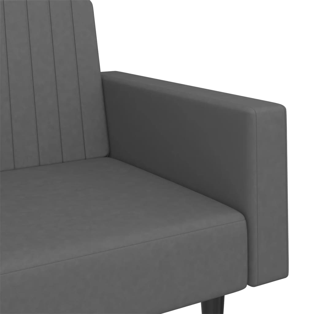 Dvivietė sofa-lova, tamsiai pilkos spalvos, aksomas