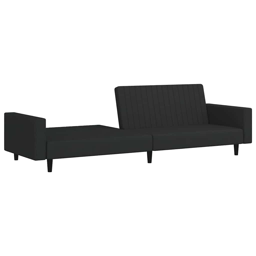 Dvivietė sofa-lova, juodos spalvos, aksomas