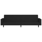 Dvivietė sofa-lova, juodos spalvos, aksomas