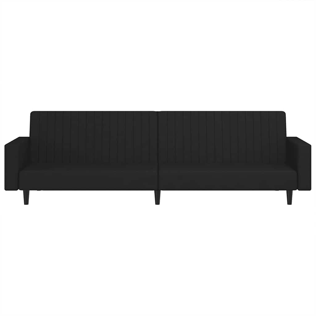 Dvivietė sofa-lova, juodos spalvos, aksomas