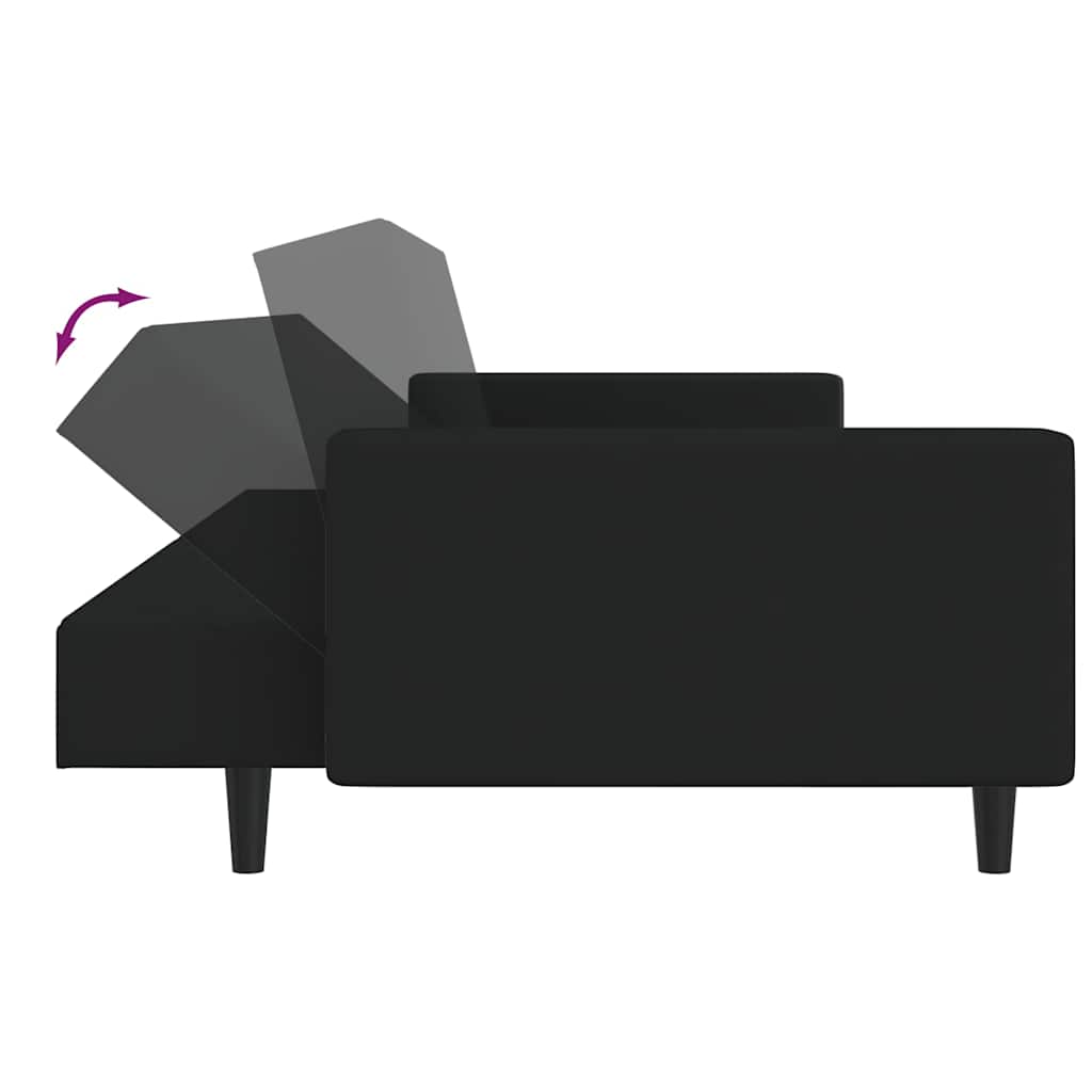 Dvivietė sofa-lova, juodos spalvos, aksomas
