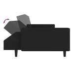 Dvivietė sofa-lova, juodos spalvos, aksomas