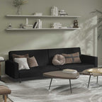 Dvivietė sofa-lova, juodos spalvos, aksomas