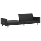 Dvivietė sofa-lova, juodos spalvos, dirbtinė oda