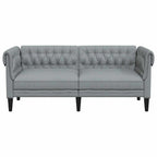 Dvivietė chesterfield sofa, šviesiai pilkos spalvos, audinys
