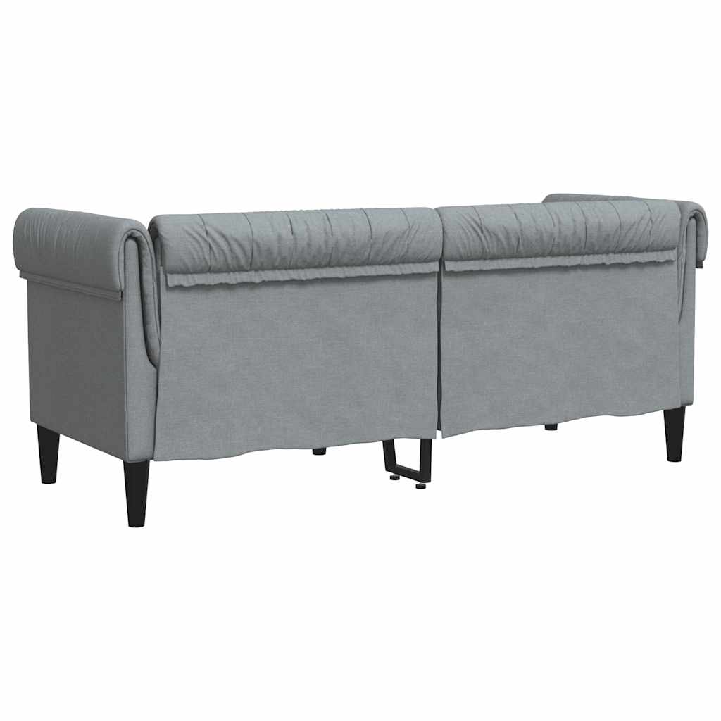 Dvivietė chesterfield sofa, šviesiai pilkos spalvos, audinys