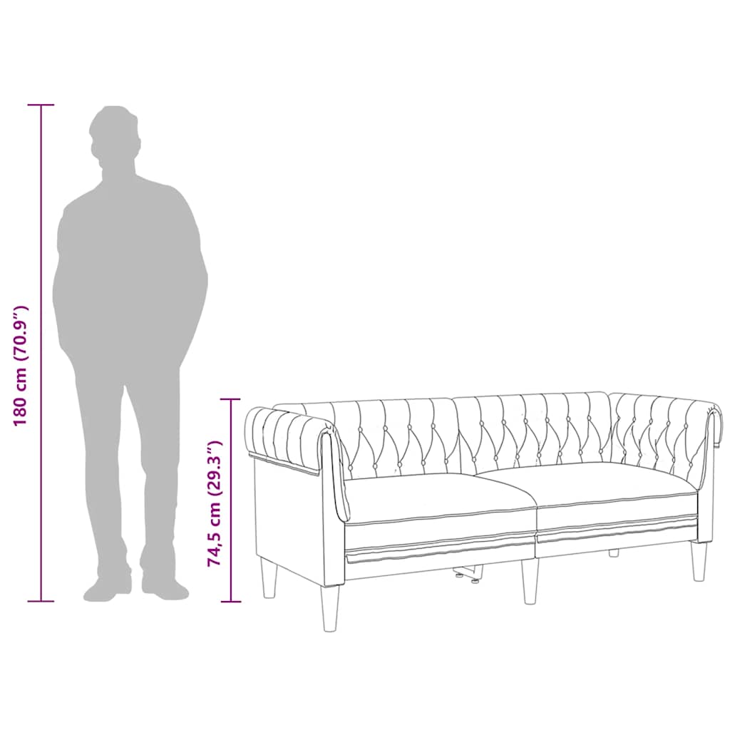 Dvivietė chesterfield sofa, šviesiai pilkos spalvos, audinys