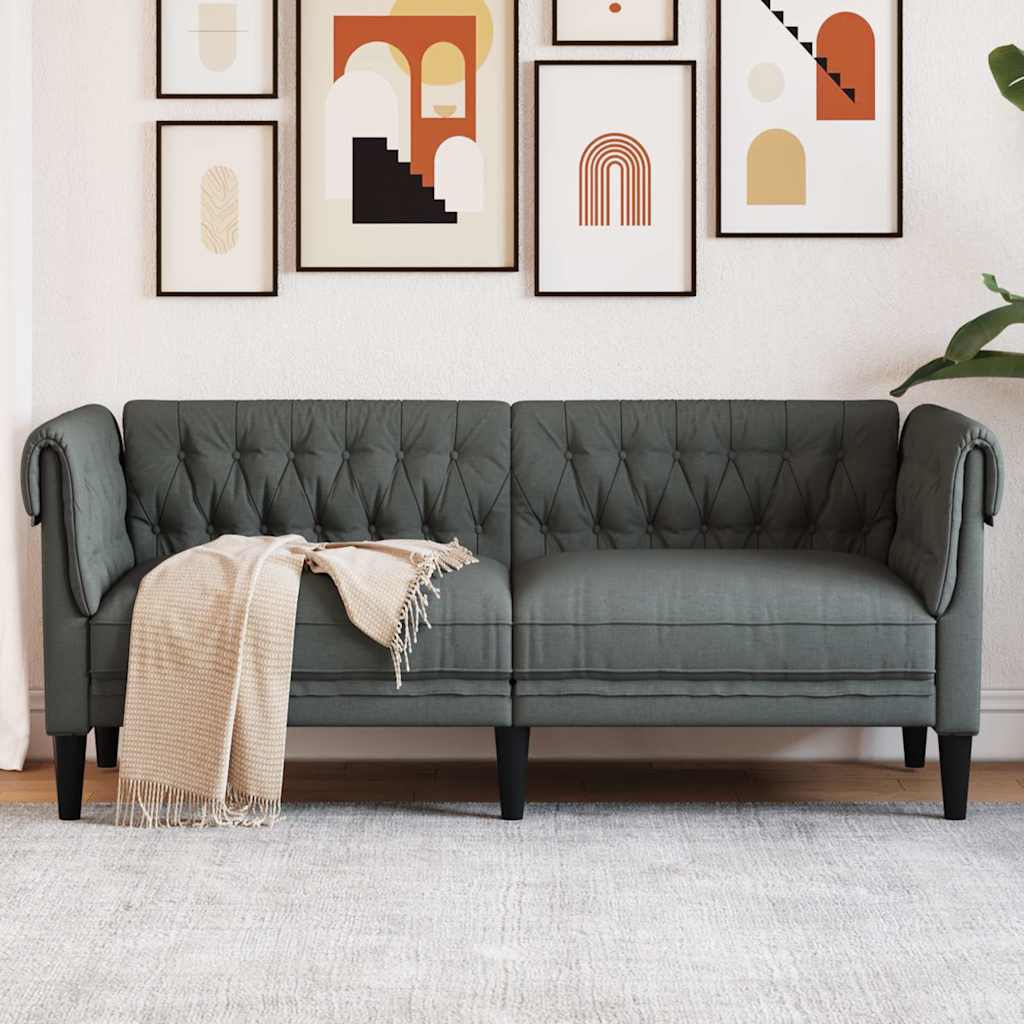 Dvivietė chesterfield sofa, tamsiai pilkos spalvos, audinys