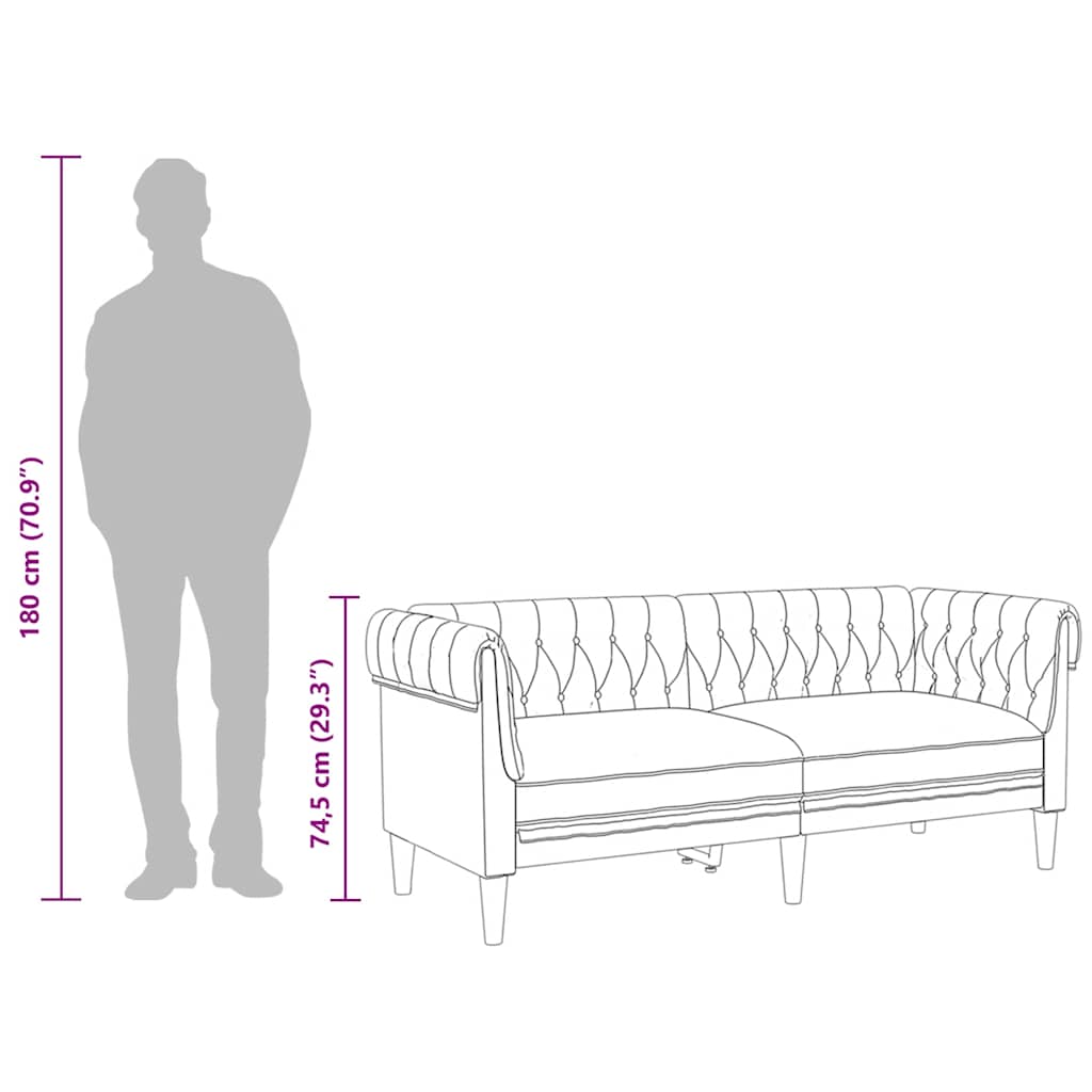Dvivietė chesterfield sofa, juodos spalvos, audinys