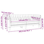 Trivietė chesterfield sofa, šviesiai pilkos spalvos, audinys