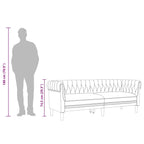 Trivietė chesterfield sofa, šviesiai pilkos spalvos, audinys