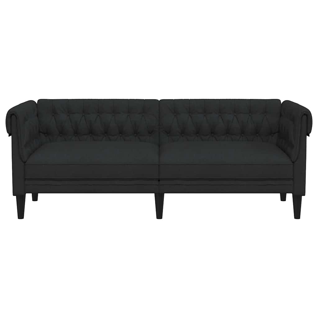 Trivietė chesterfield sofa, juodos spalvos, audinys
