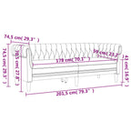 Trivietė chesterfield sofa, juodos spalvos, audinys