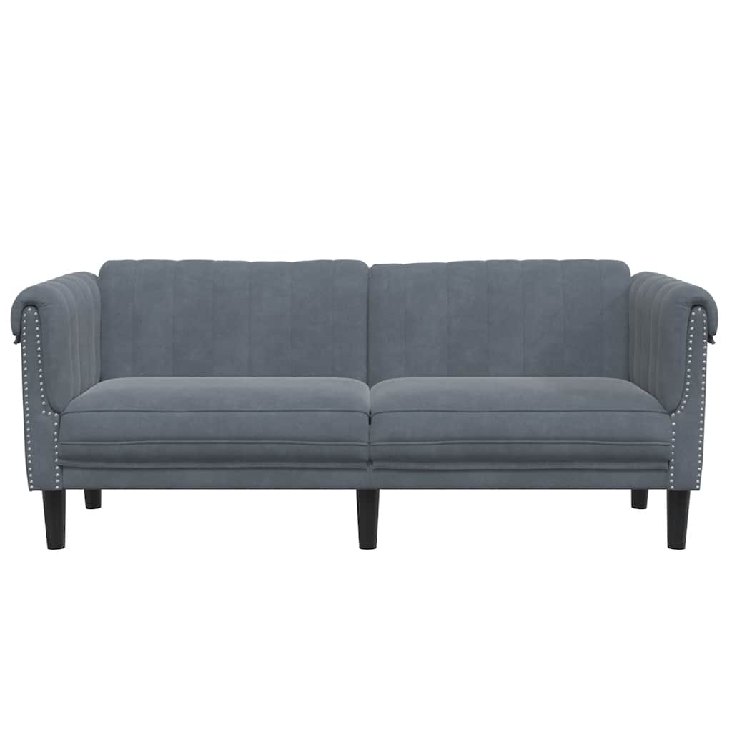 Dvivietė sofa, tamsiai pilkos spalvos, aksomas