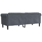 Trivietė sofa, tamsiai pilkos spalvos, aksomas
