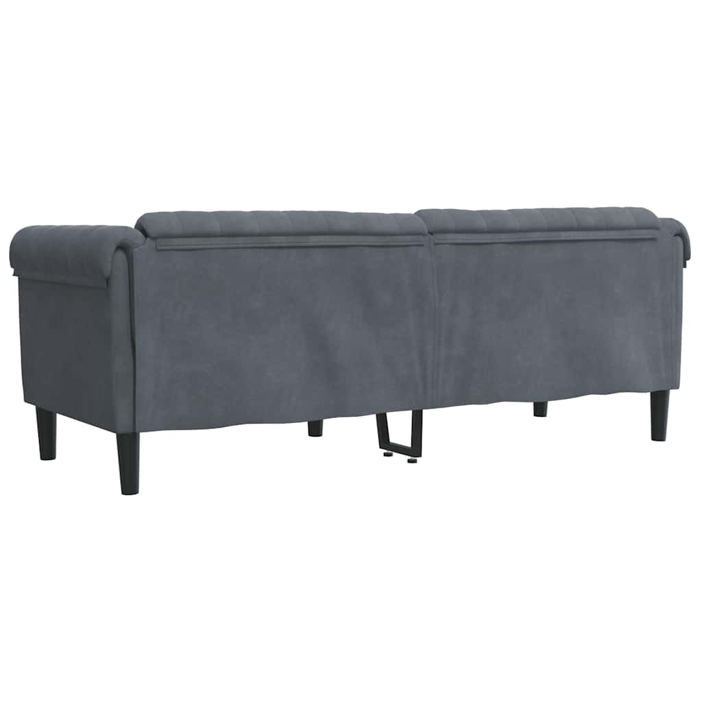 Trivietė sofa, tamsiai pilkos spalvos, aksomas