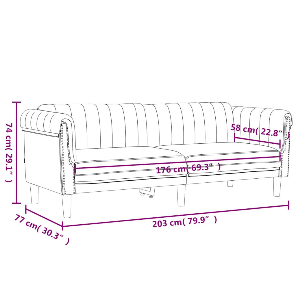 Trivietė sofa, tamsiai pilkos spalvos, aksomas