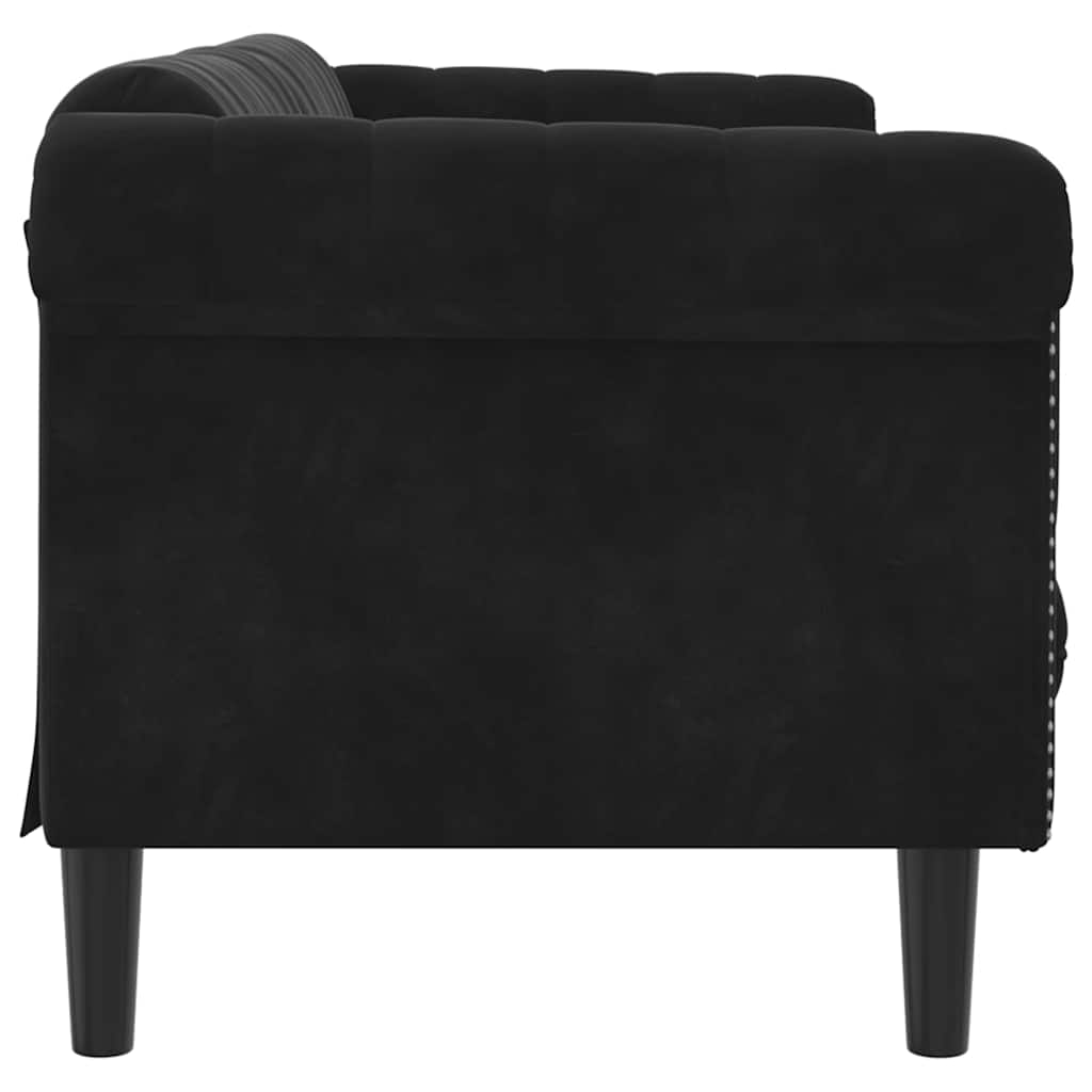 Trivietė sofa, juodos spalvos, aksomas