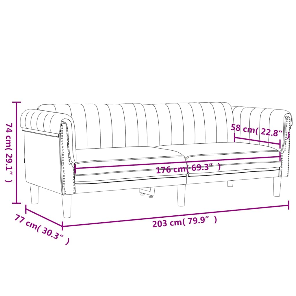 Trivietė sofa, juodos spalvos, aksomas
