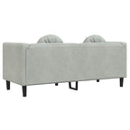 Dvivietė sofa su pagalvėlėmis, šviesiai pilkos spalvos, aksomas