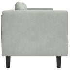Trivietė sofa su pagalvėlėmis, šviesiai pilkos spalvos, aksomas