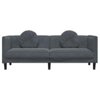 Trivietė sofa su pagalvėlėmis, tamsiai pilkos spalvos, aksomas