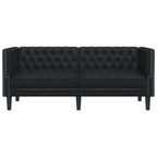 Dvivietė chesterfield sofa, juodos spalvos, dirbtinė oda