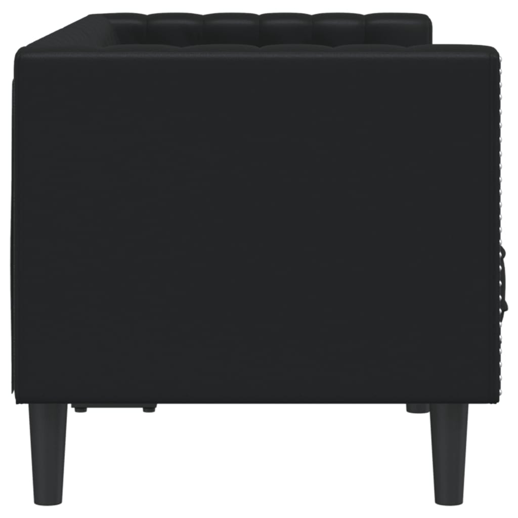 Dvivietė chesterfield sofa, juodos spalvos, dirbtinė oda