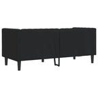 Dvivietė chesterfield sofa, juodos spalvos, dirbtinė oda