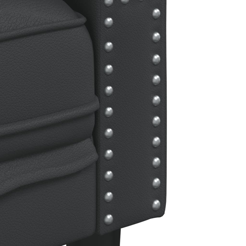 Dvivietė chesterfield sofa, juodos spalvos, dirbtinė oda