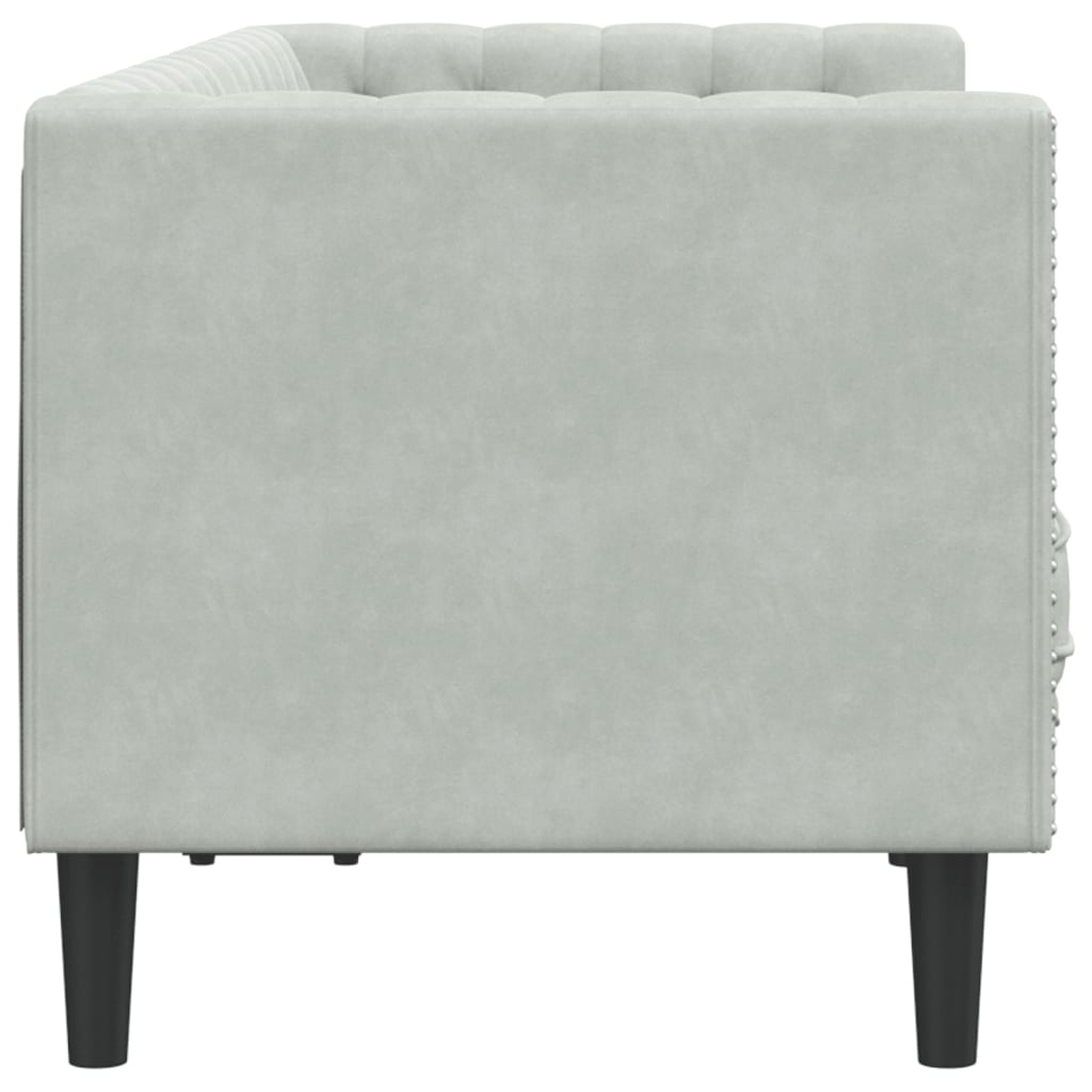 Dvivietė chesterfield sofa su pagalvėlėmis, pilka, aksomas