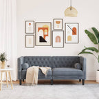 Dvivietė chesterfield sofa su pagalvėlėmis, pilka, aksomas