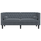 Dvivietė chesterfield sofa su pagalvėlėmis, pilka, aksomas
