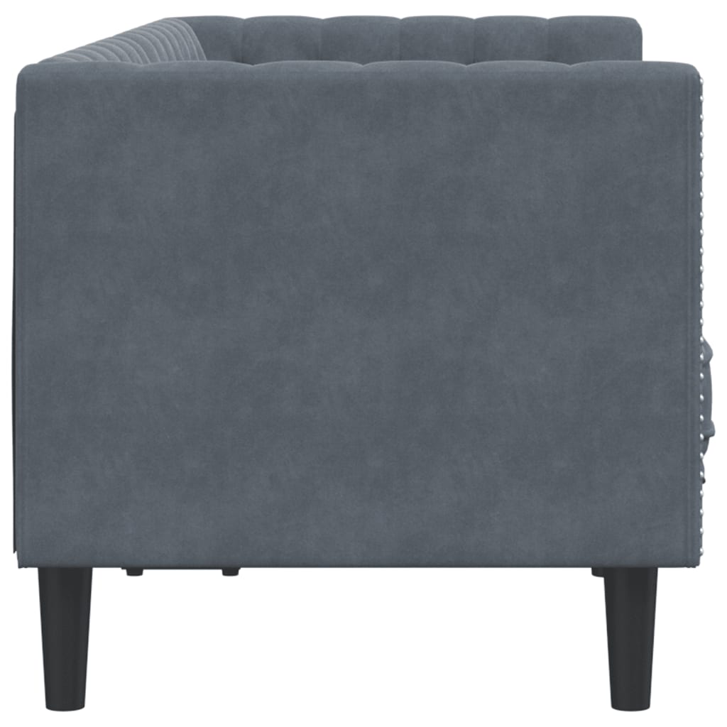 Dvivietė chesterfield sofa su pagalvėlėmis, pilka, aksomas