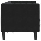 Dvivietė chesterfield sofa su pagalvėlėmis, juoda, aksomas