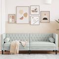 Trivietė chesterfield sofa su pagalvėlėmis, pilka, aksomas